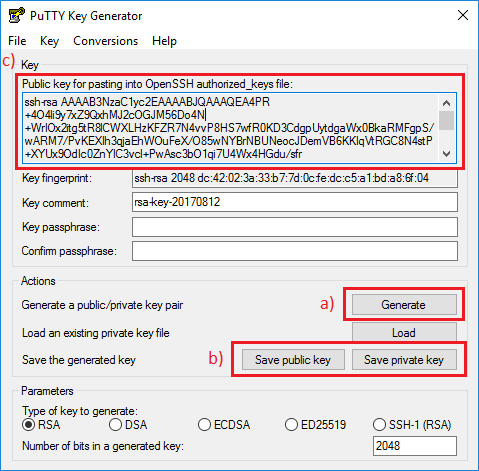 Windows Putty Generate Public Key
